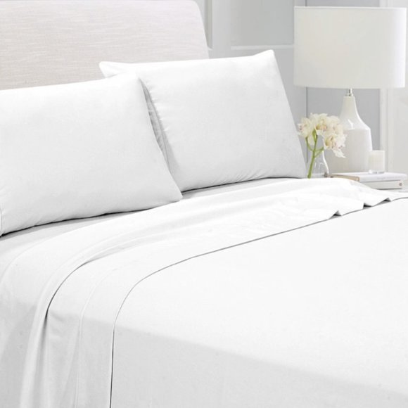 New White Bedding Sheets • 4-Piece KING - Picture 1 of 2